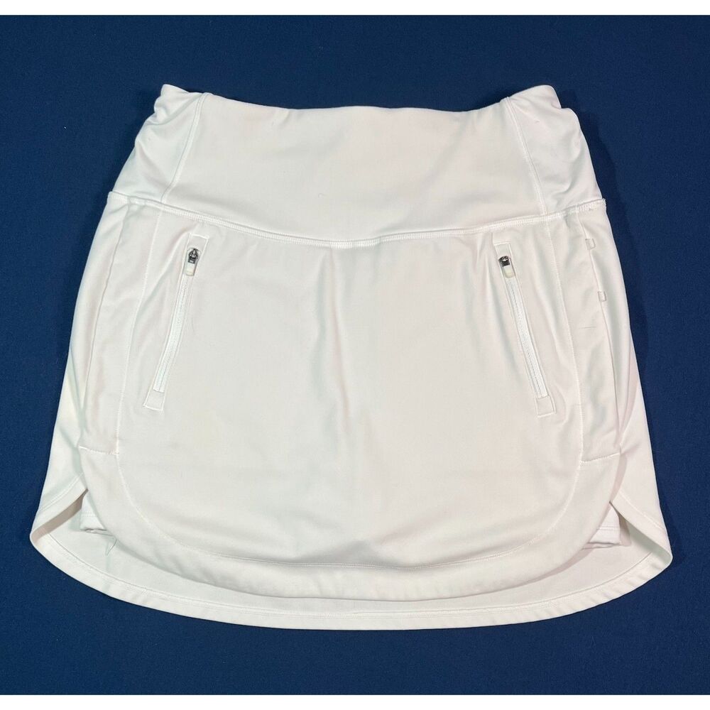 Athleta Fairway 16" Golf Skort Womens Small White Zip Pockets Performance